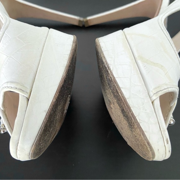 Christian Dior Vintage Croc Embossed Peep Toe Pumps Sling Back - Picture 7 of 14